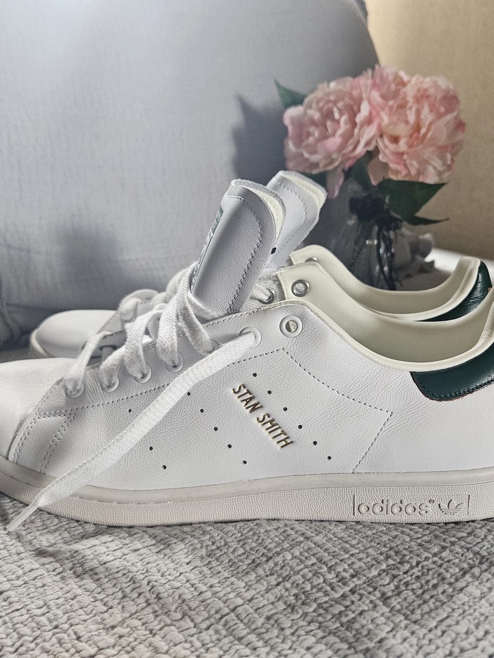 Adidas Stan Smith Leather Sneaker - White with Green Heel